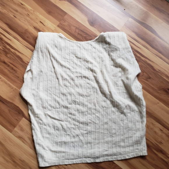 Anthropologie cream boxy shoulder pad textured top strong shoulder Size Large - Picture 3 of 7